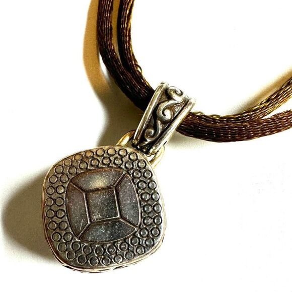 Brighton Venus Rising Taupe Champagne Swarovski Crystal Brown Satin Necklace - Picture 7 of 9